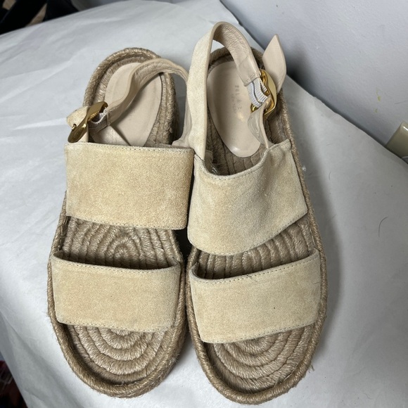 Rag & Bone Odyssey Suede Wedge Sandal Beige Leather Platform Sandals Size 8 - Picture 5 of 15